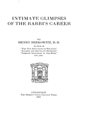 cover image of Intimate Glimpses of the Rabbi's Career